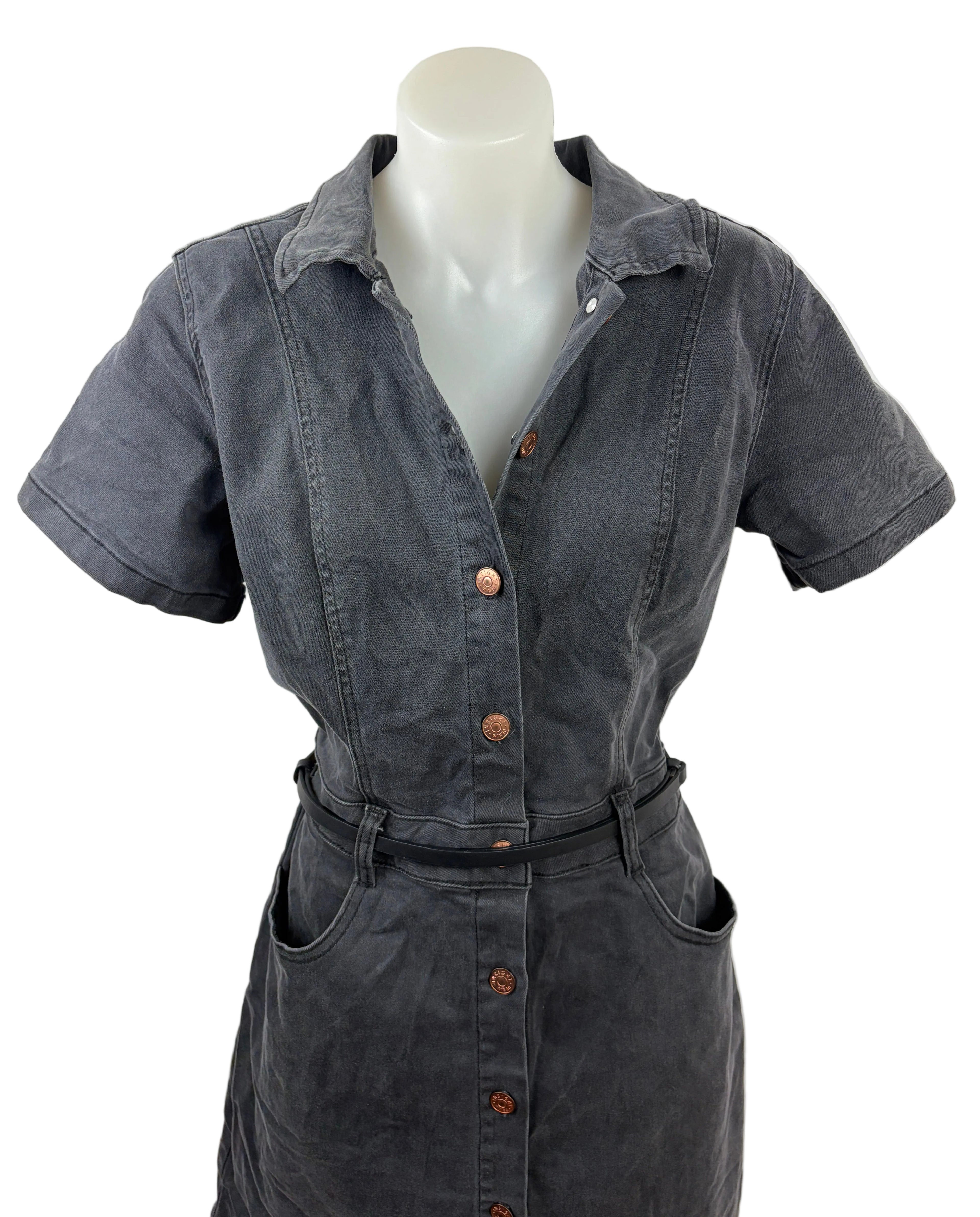 Insight | Black Button-Up Denim Dress | Size L