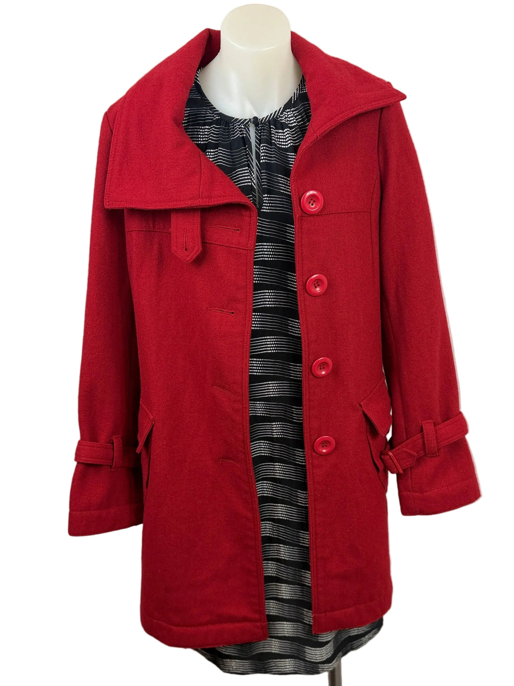 Wool Blend Peacoat | Red | Size S