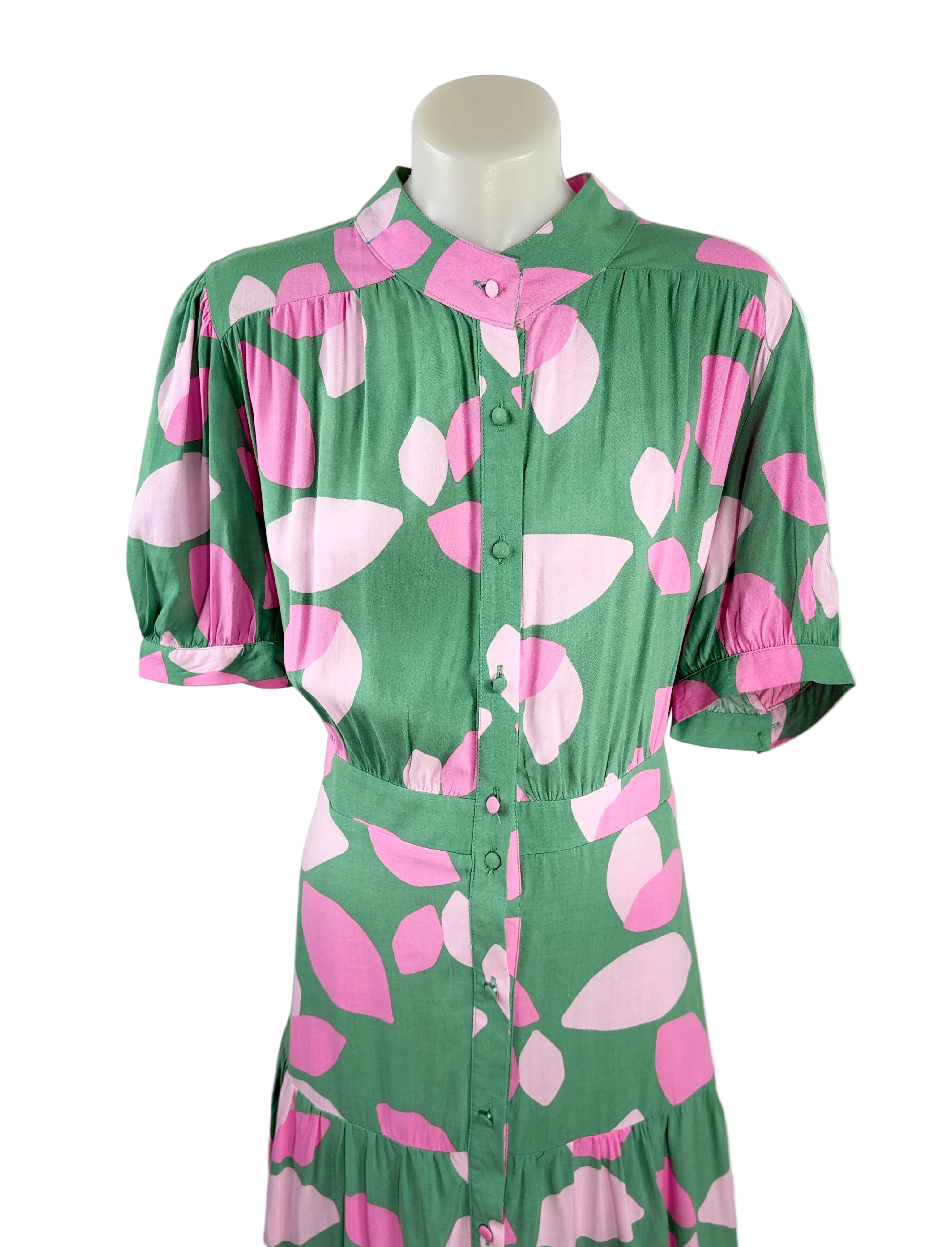 Fria | Abstract Petal Print Shirt Dress | Size 12