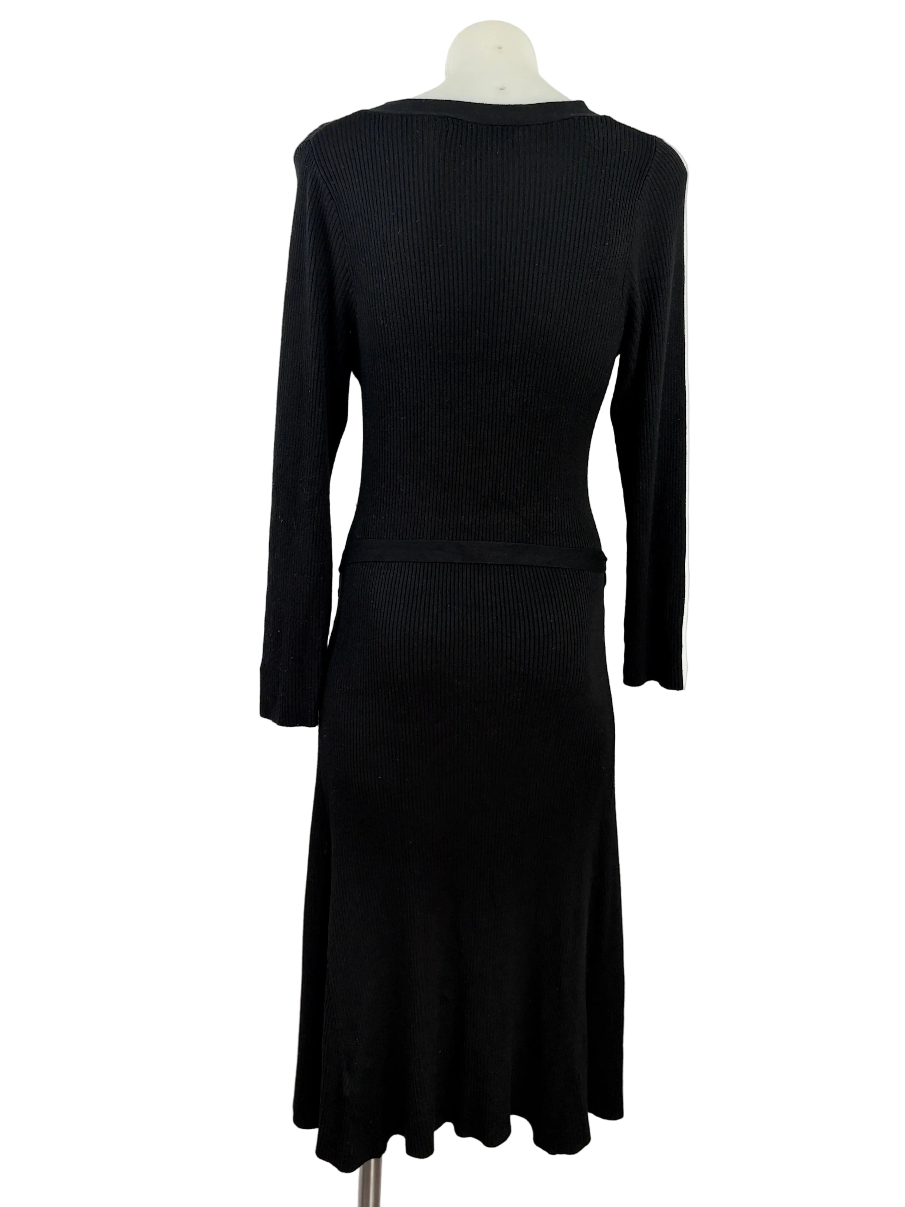 Next | Ribbed Button-Front Knit Dress | Black — Size 10