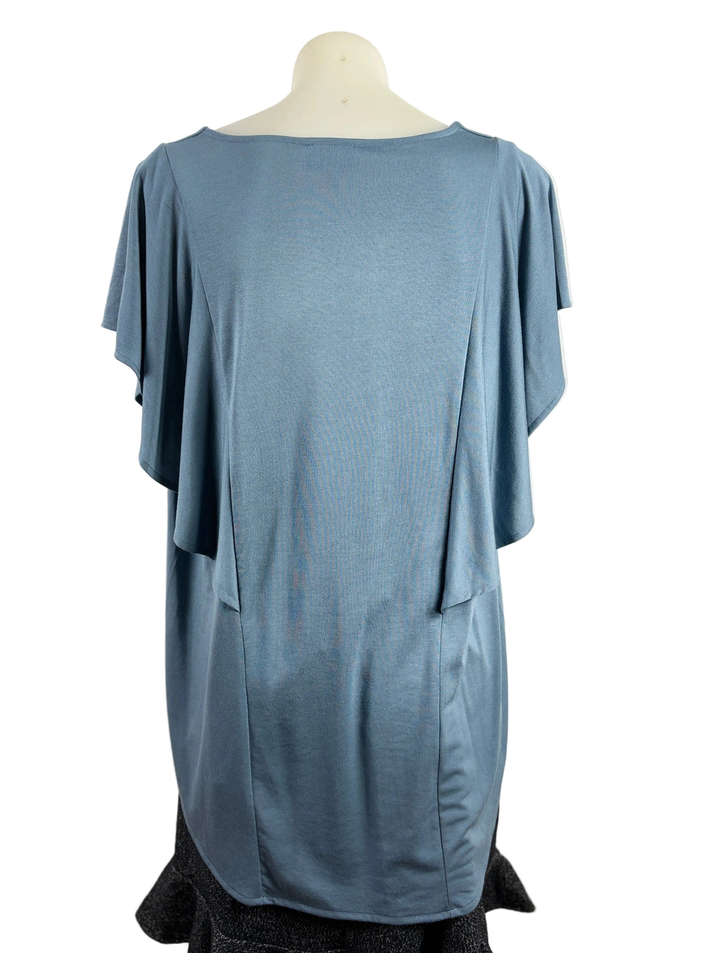 Witchery | Draped V-Neck Flutter Sleeve Top | Dusty Blue | Size S
