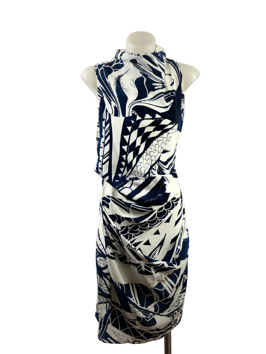 Acler | Farley Silk Dress | Indigo Scatter | Size 6