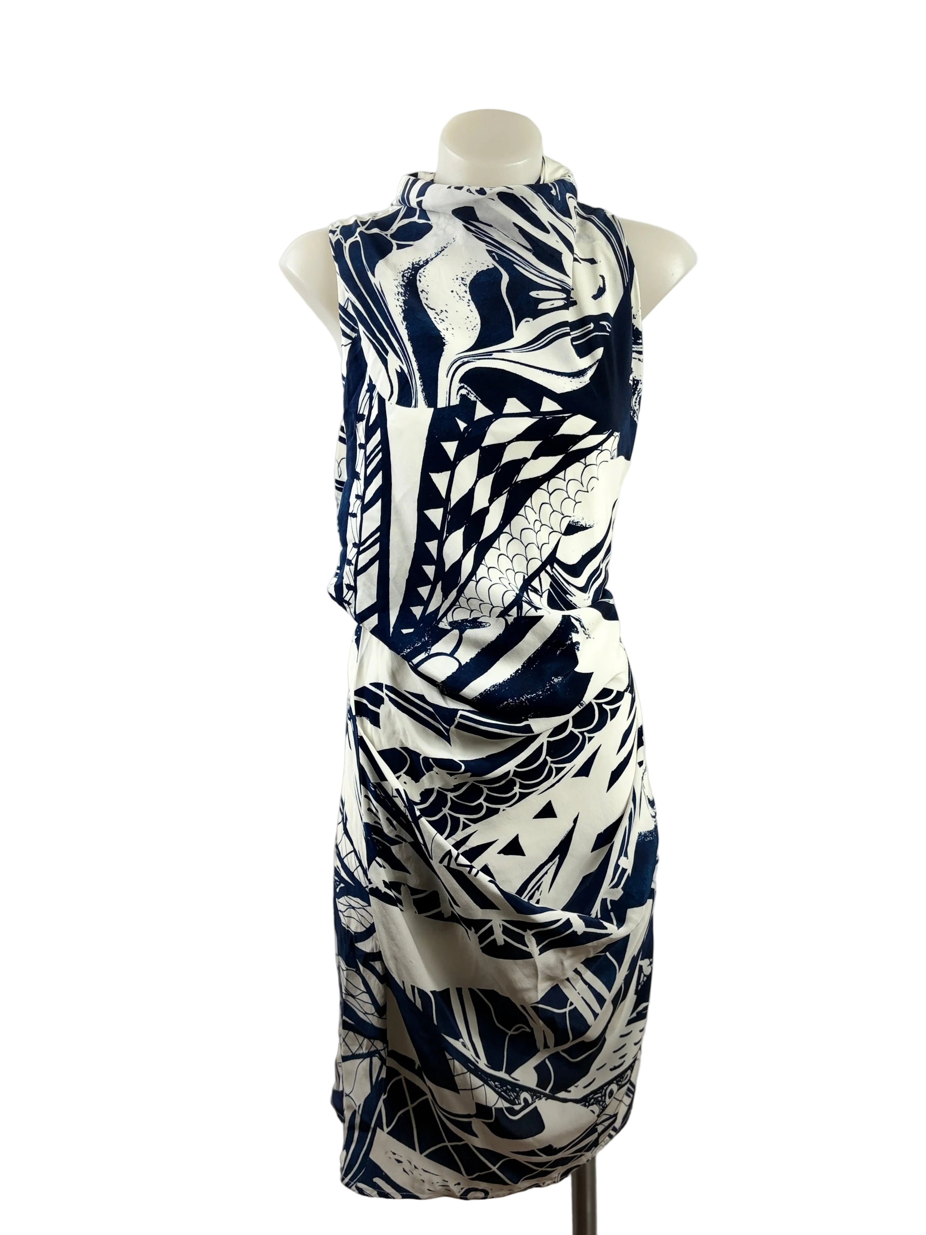 Acler | Farley Silk Dress | Indigo Scatter | Size 6