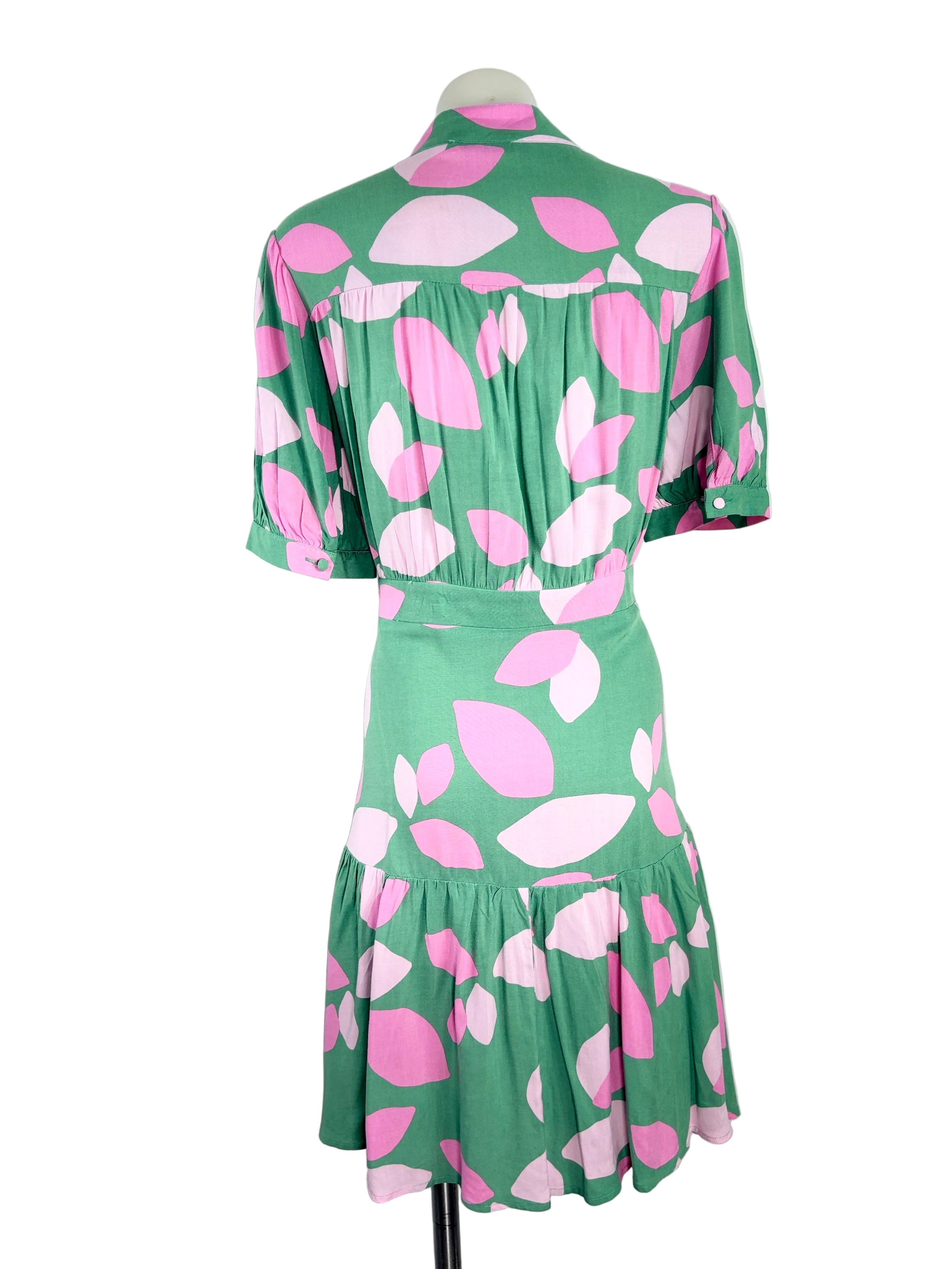 Fria | Abstract Petal Print Shirt Dress | Size 12