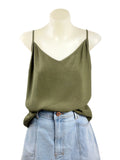 Sass & Bide Olive Green Silky Cami Top - Size 14