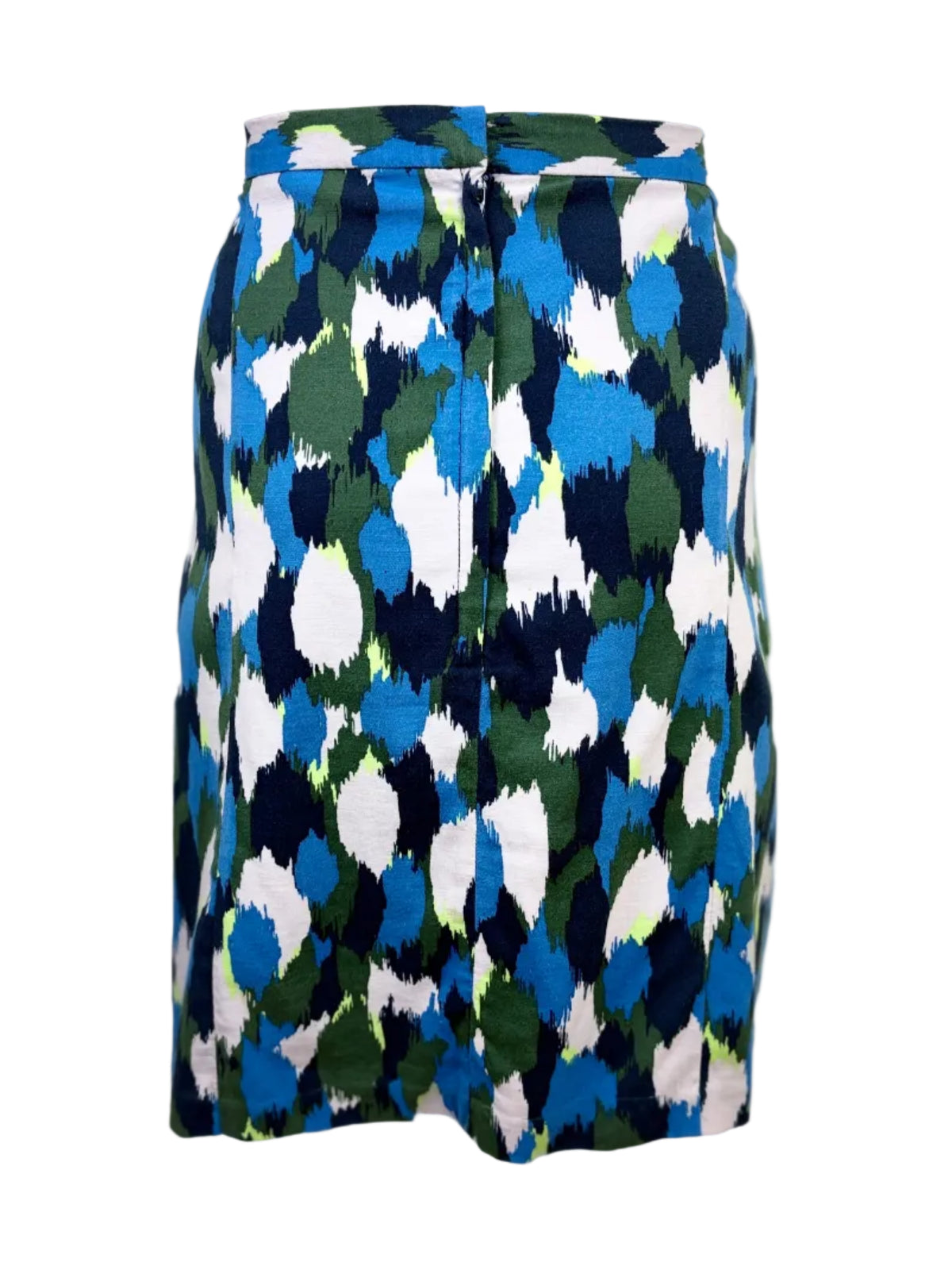 Gorman Abstract Ikat Print Pencil Skirt in blue, green & navy – view 3 of 4