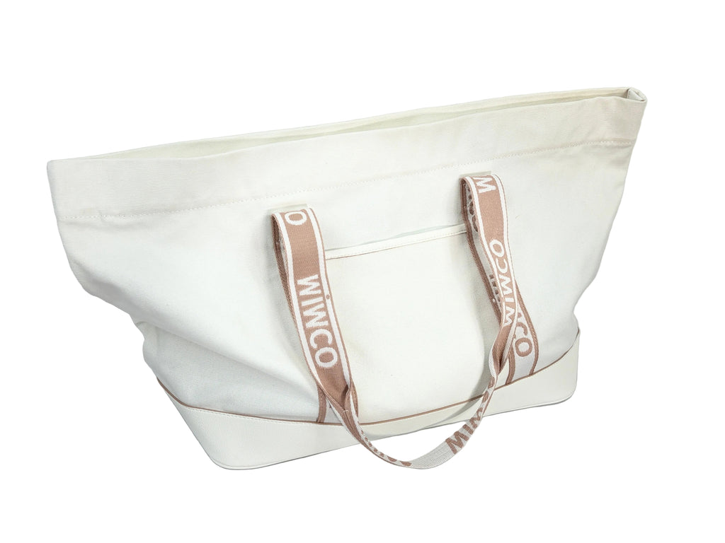 Mimco | Canvas Logo Tote Bag | White & Blush — BNWT