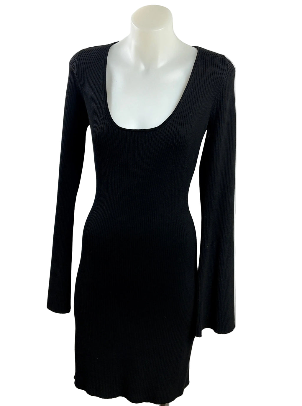 H&M | Ribbed Knit Bodycon Mini Dress | Black | M