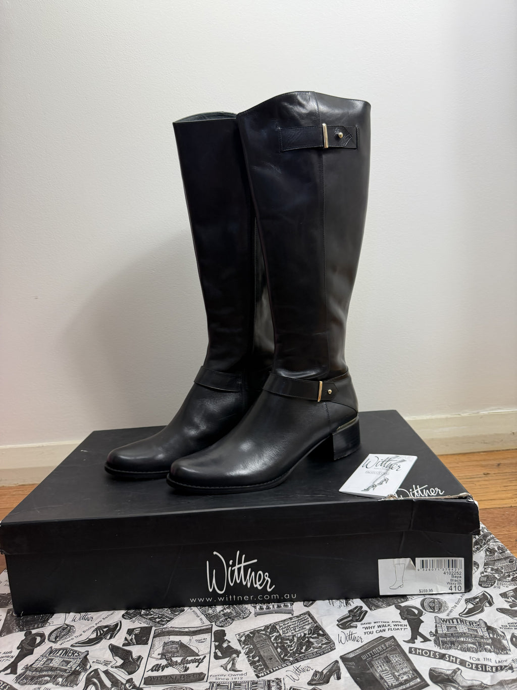 Wittner | Baya Knee-High Leather Boots | Black | Size 41