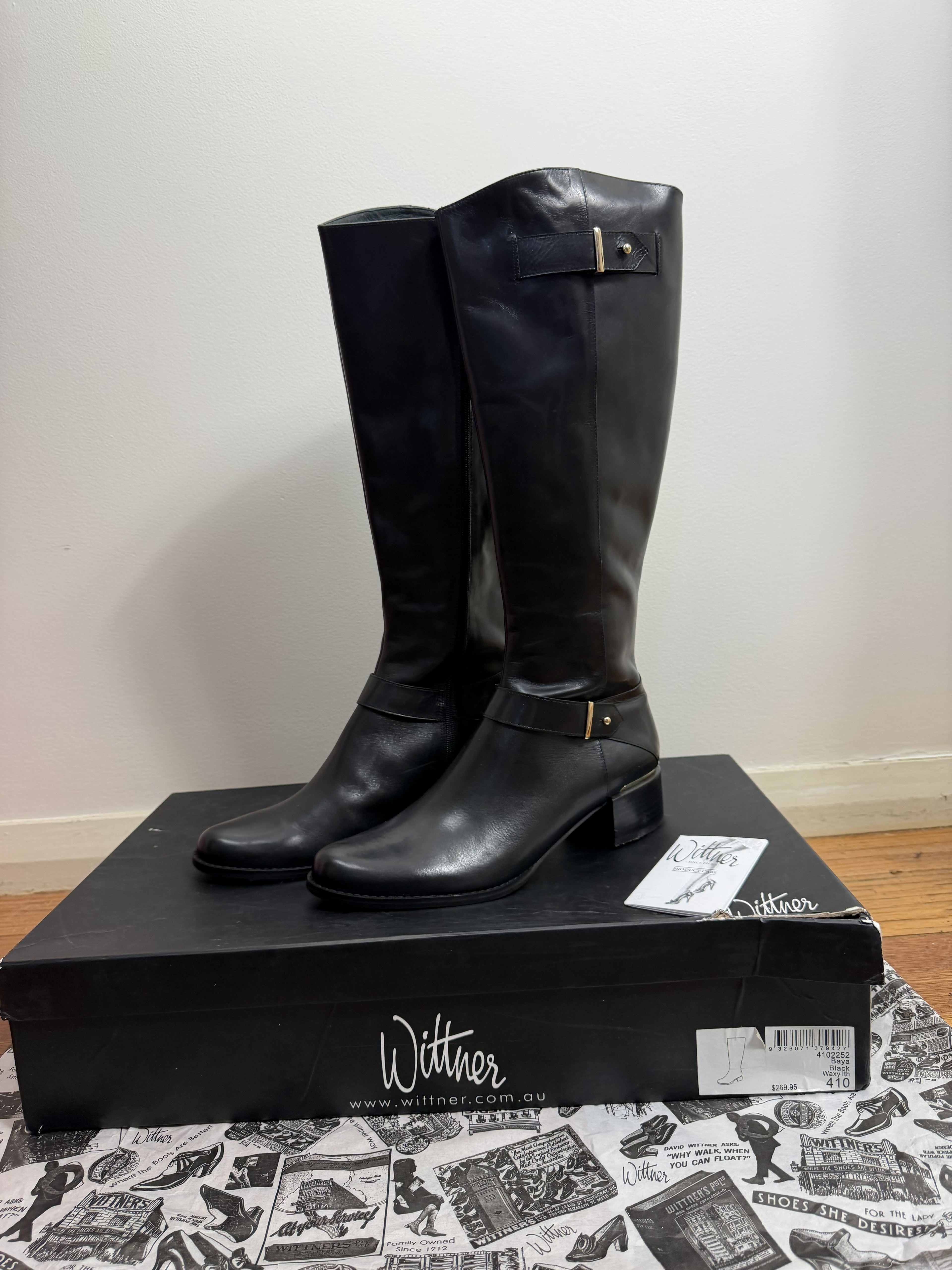 Wittner | Baya Knee-High Leather Boots | Black | Size 41