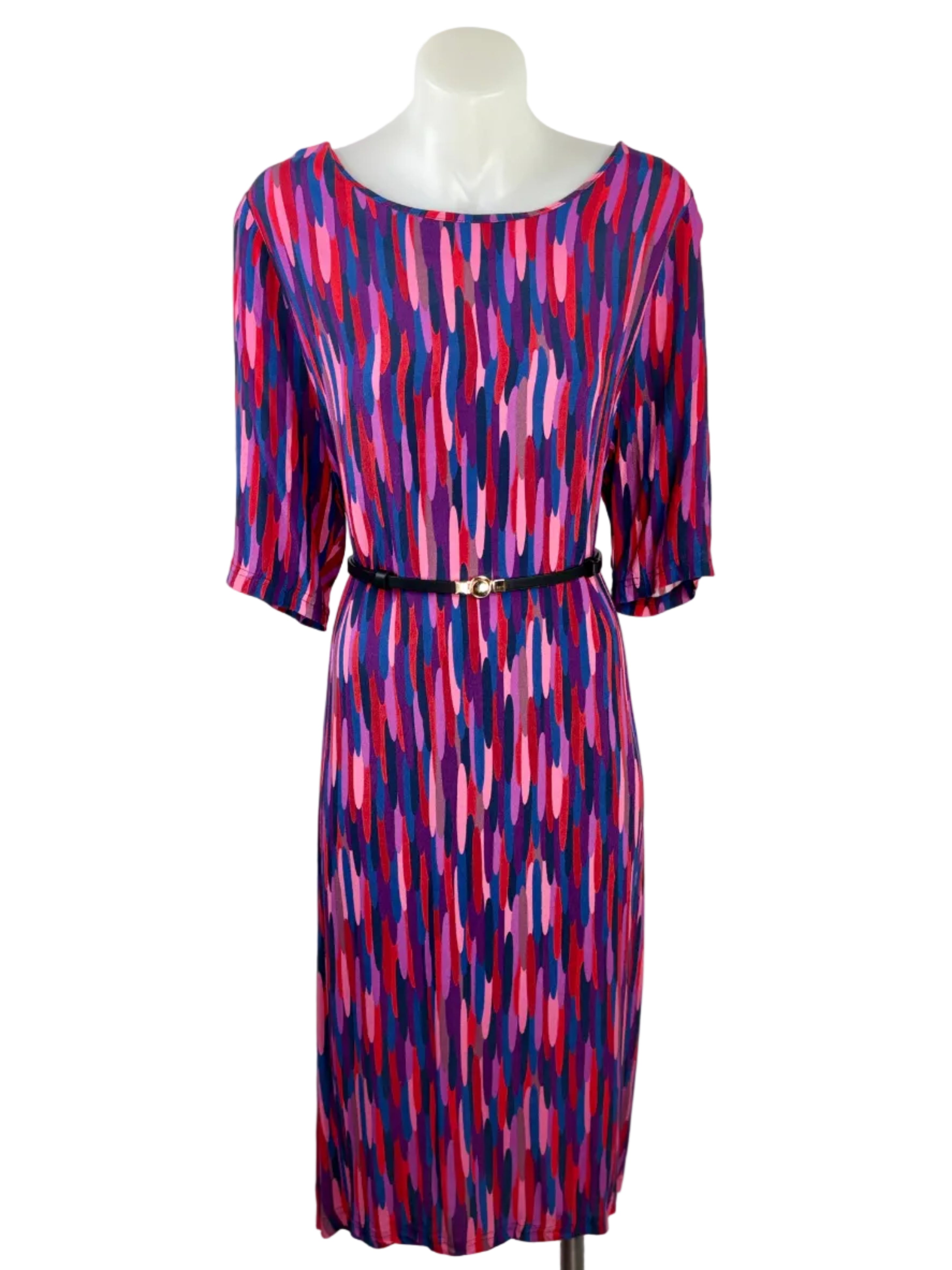 Harvest Lane Abstract Brushstroke Midi Dress - Size 12
