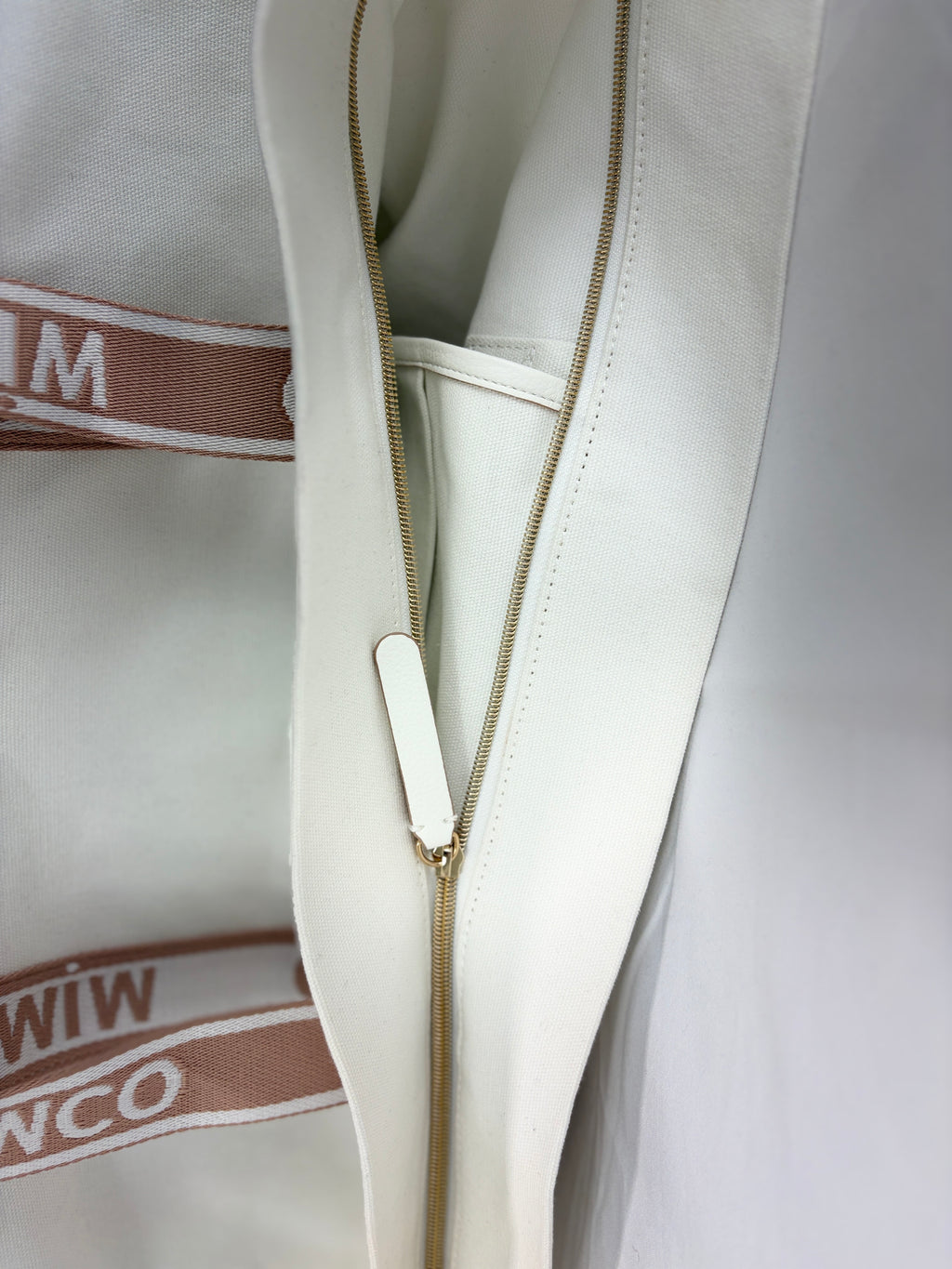 Mimco | Canvas Logo Tote Bag | White & Blush — BNWT