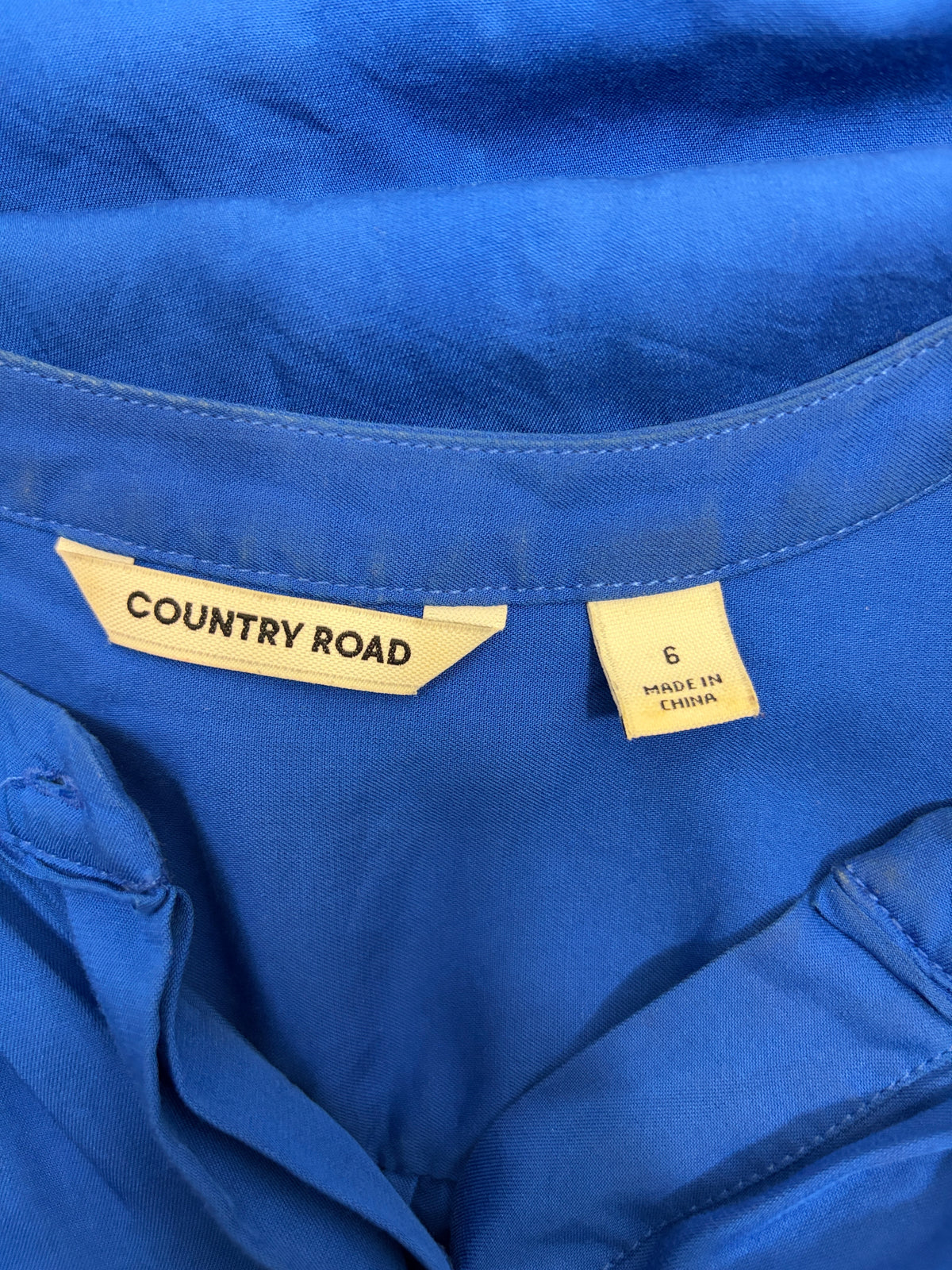 Country Road Silk Cap Sleeve Popover Top in cobalt blue – view 5 of 5
