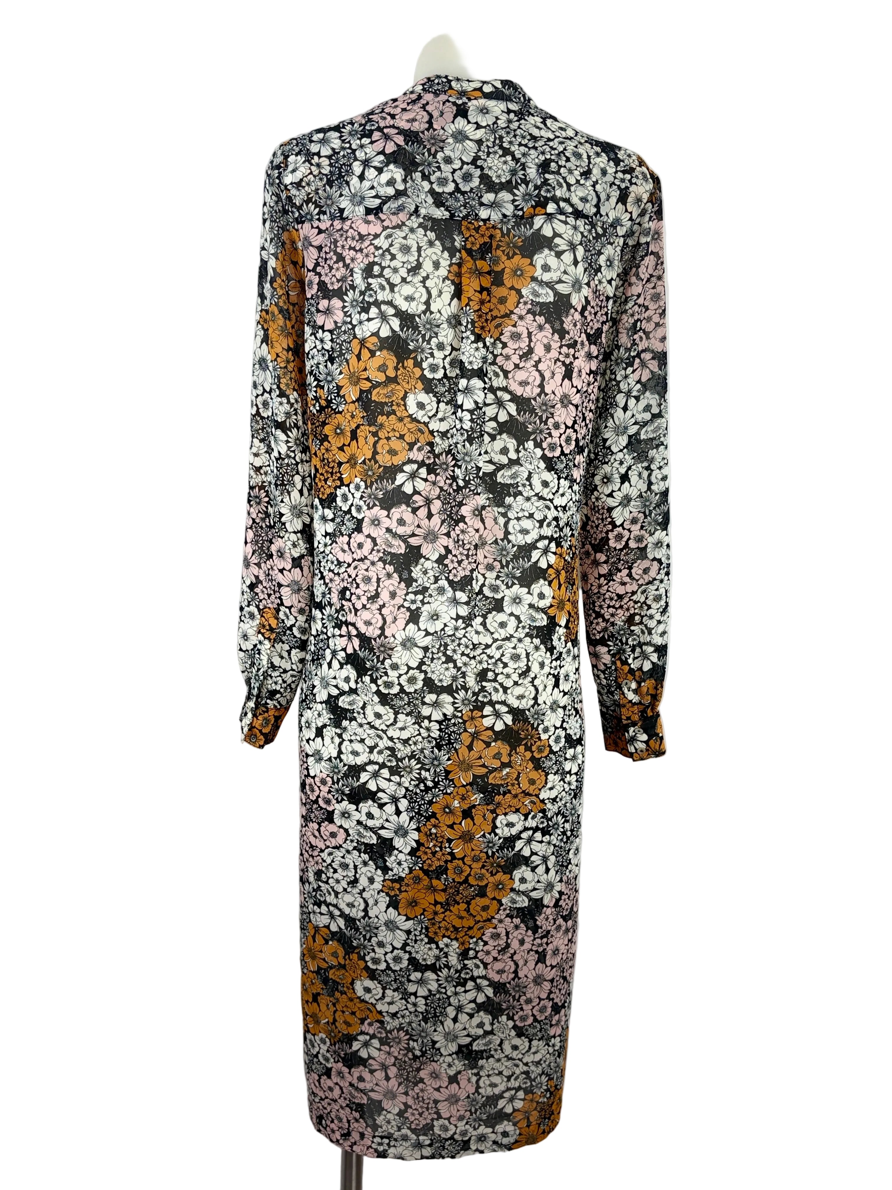 H&M | Retro Floral Button-Front Midi Dress | EU 36 (AU 8)