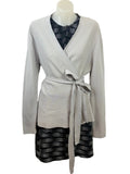 Basque | Structured Knit Wrap Jacket | Grey | Size 14