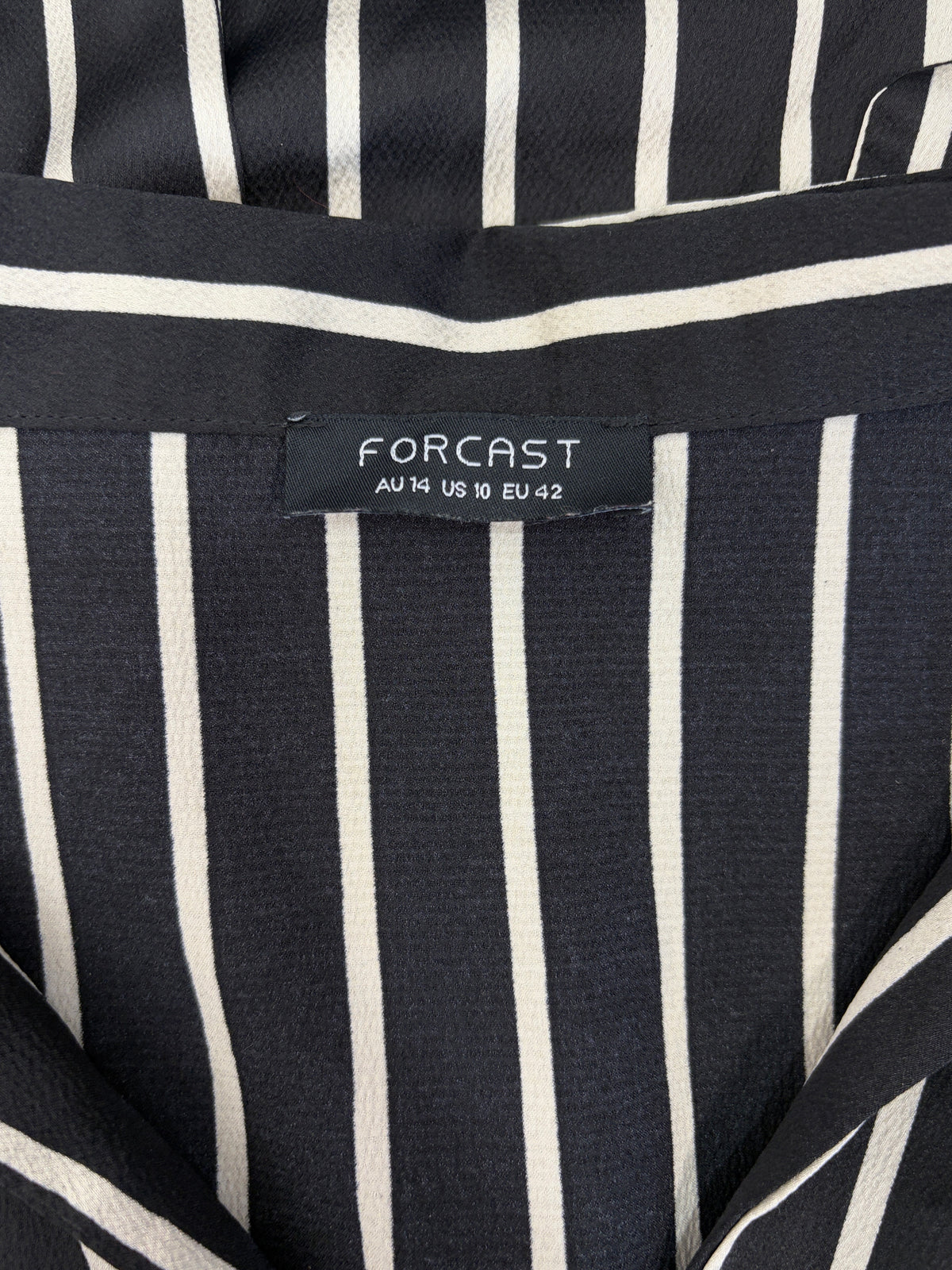 Forcast | Striped Collared Shirt Dress | Black & White | Size 14