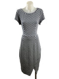 Metalicus | Geometric Print Midi Dress | Navy & White | One Size