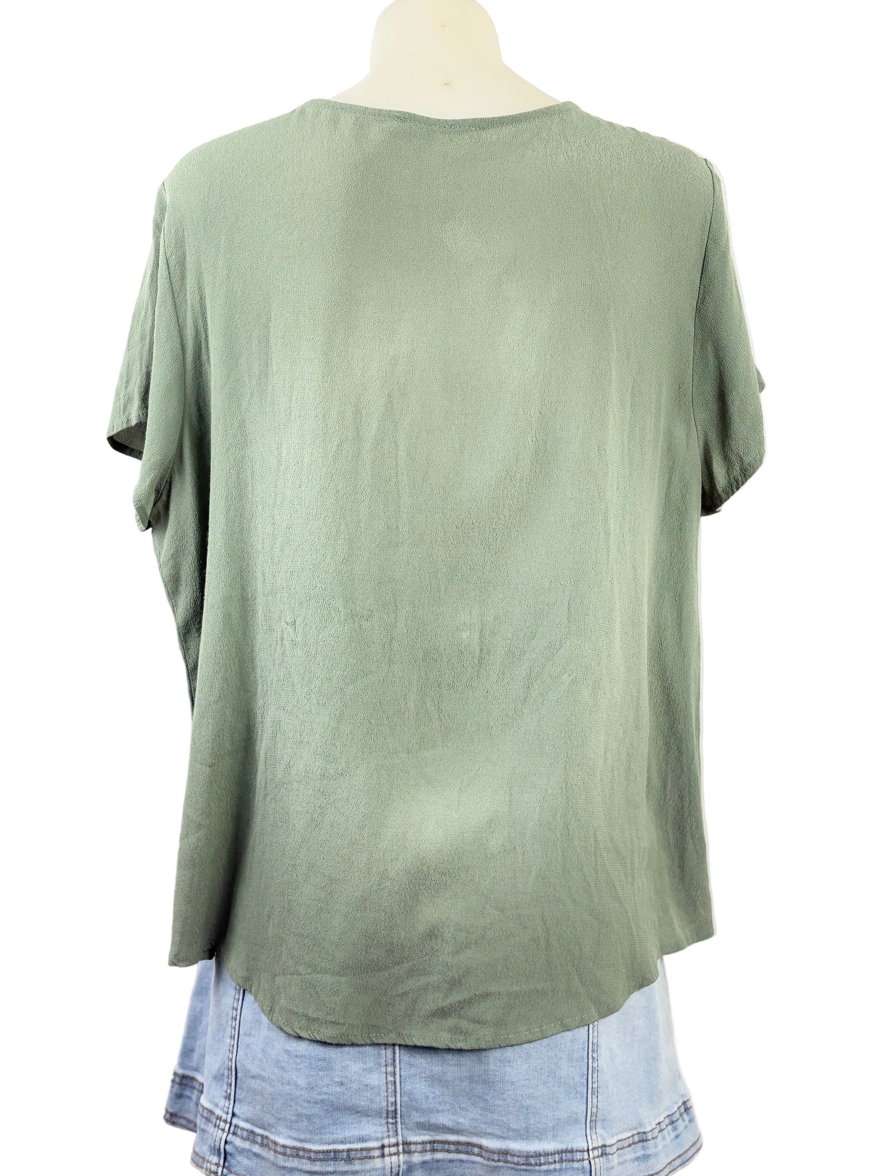 Sportsgirl Sage Green Button-Front Top - Size 14