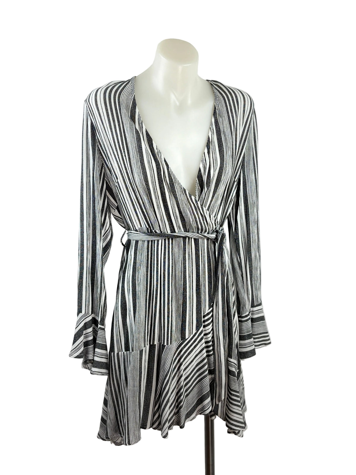 Grace & Co | Striped Wrap Mini Dress | Size 14