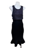Dotti Scalloped Hem Metallic Knit Tank styled with BCBG Max Azria Bandage-Style Peplum Hem Midi Skirt
