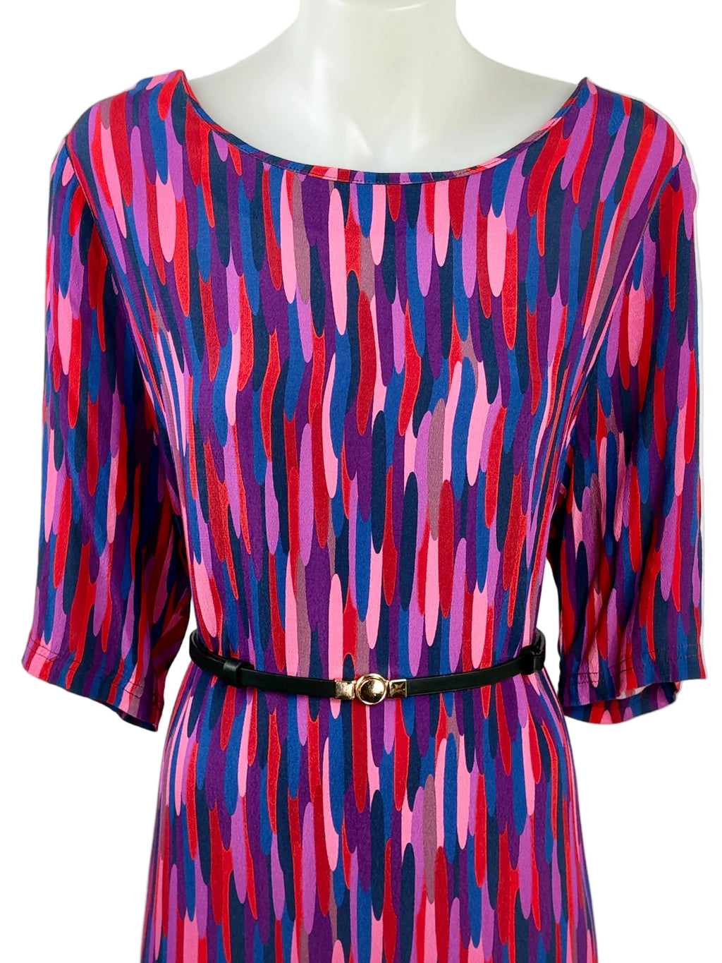 Harvest Lane Abstract Brushstroke Midi Dress - Size 12