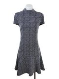 Forever New Tweed-Style Fit and Flare Dress in navy & white, size 10 – preloved at Second Signature