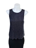 Dotti Scalloped Hem Metallic Knit Tank in navy glitter, size S – preloved at Second Signature