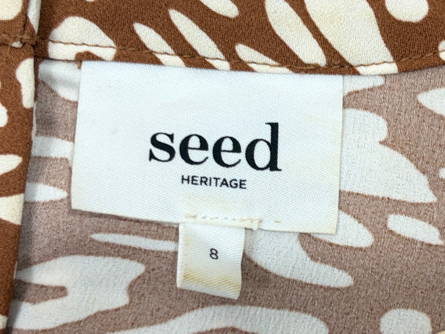 Seed Heritage | Leopard-Print Blouse | Brown & Cream | Size 8