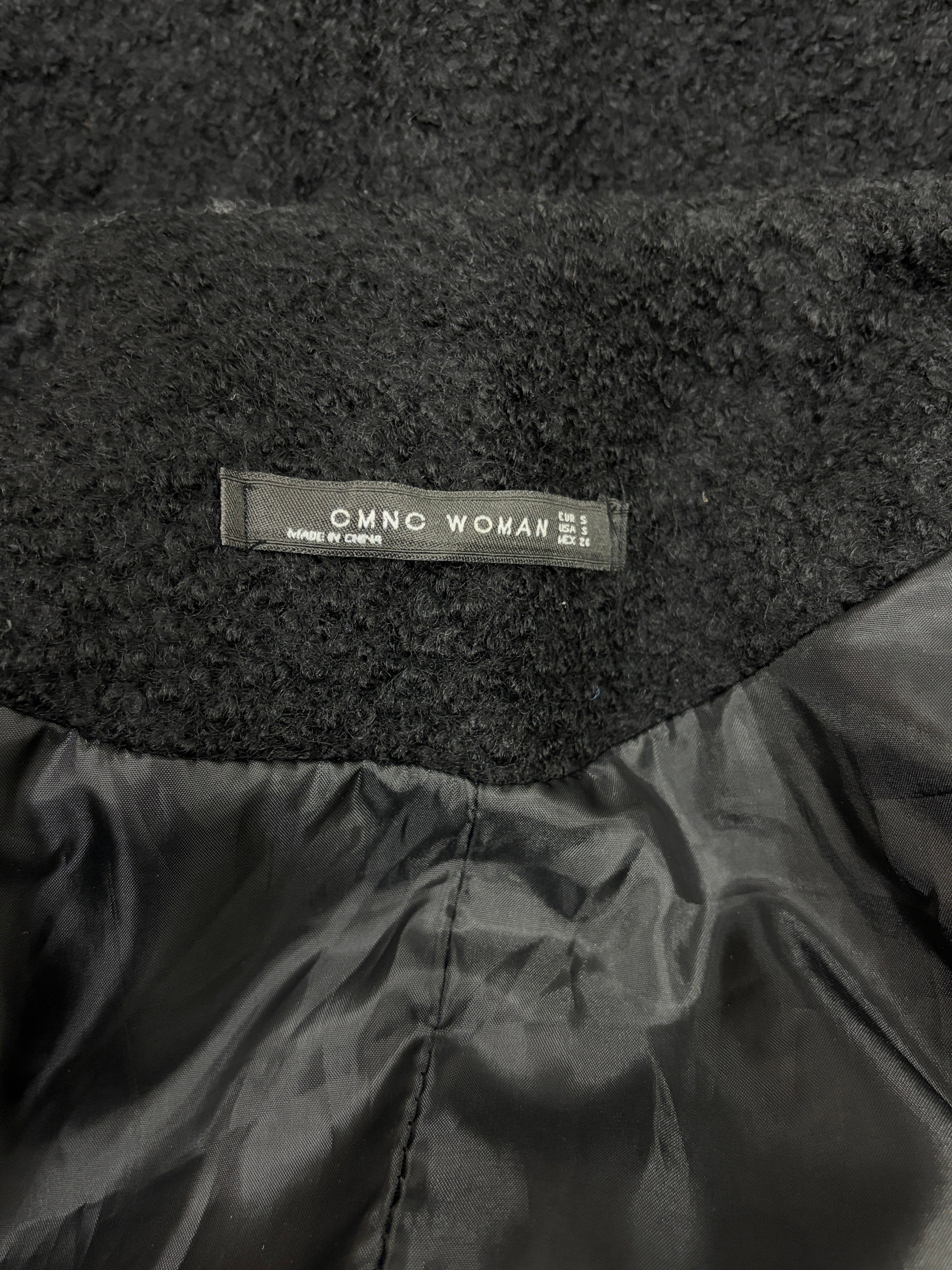 CMNC Woman | Collarless Boucle-Textured Coat | Black | Size S