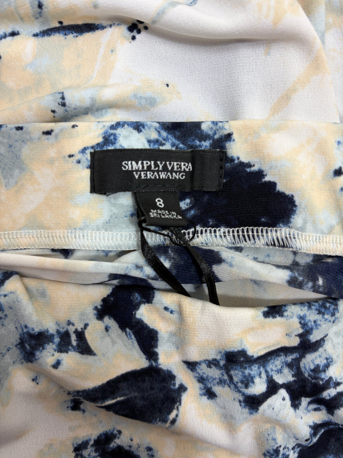 Simply Vera Vera Wang Abstract Print Godet Midi Skirt in navy & cream – view 4 of 4