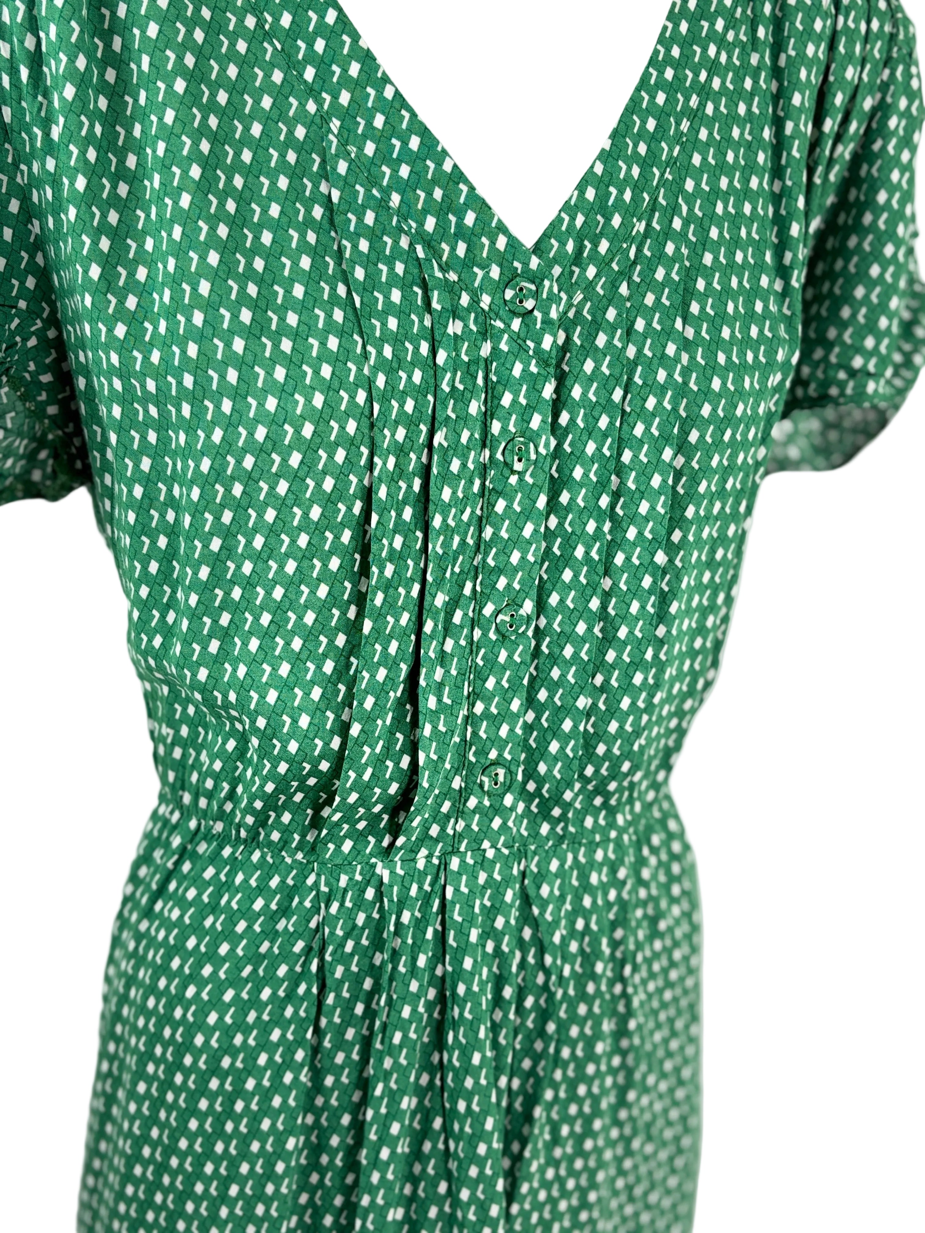Sunny Girl | Geometric Print Button-Front Dress | Size 14