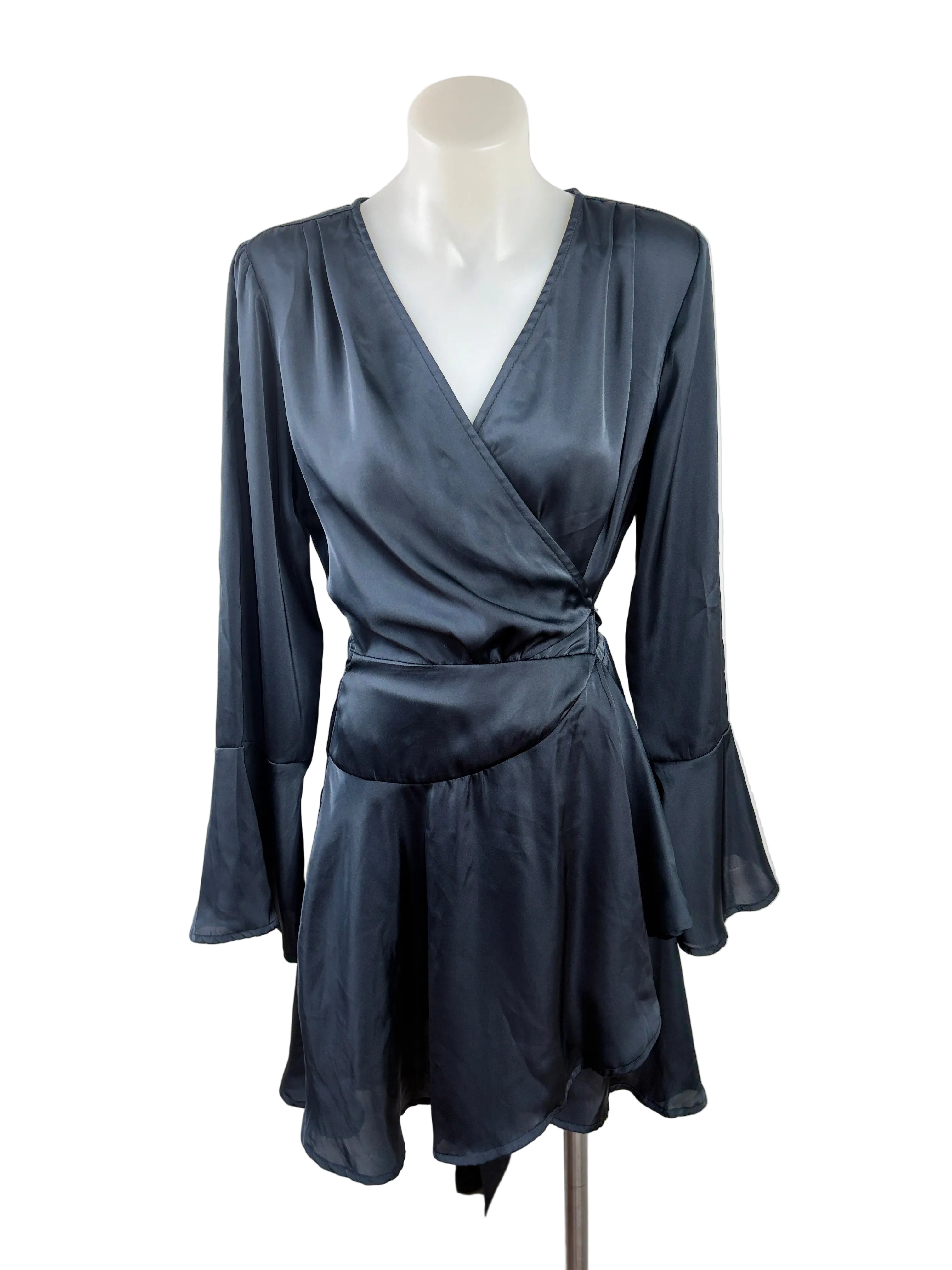 Glassons Steel Blue Ruffel Wrap Dress - Size 8