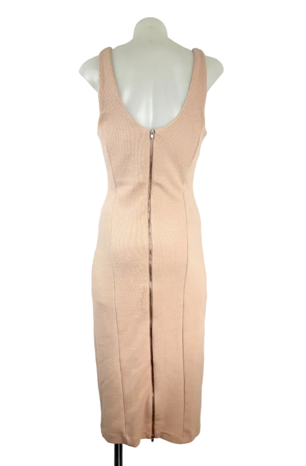 Kookai | Nude Textured Knit Bodycon Midi Dress | Size 8