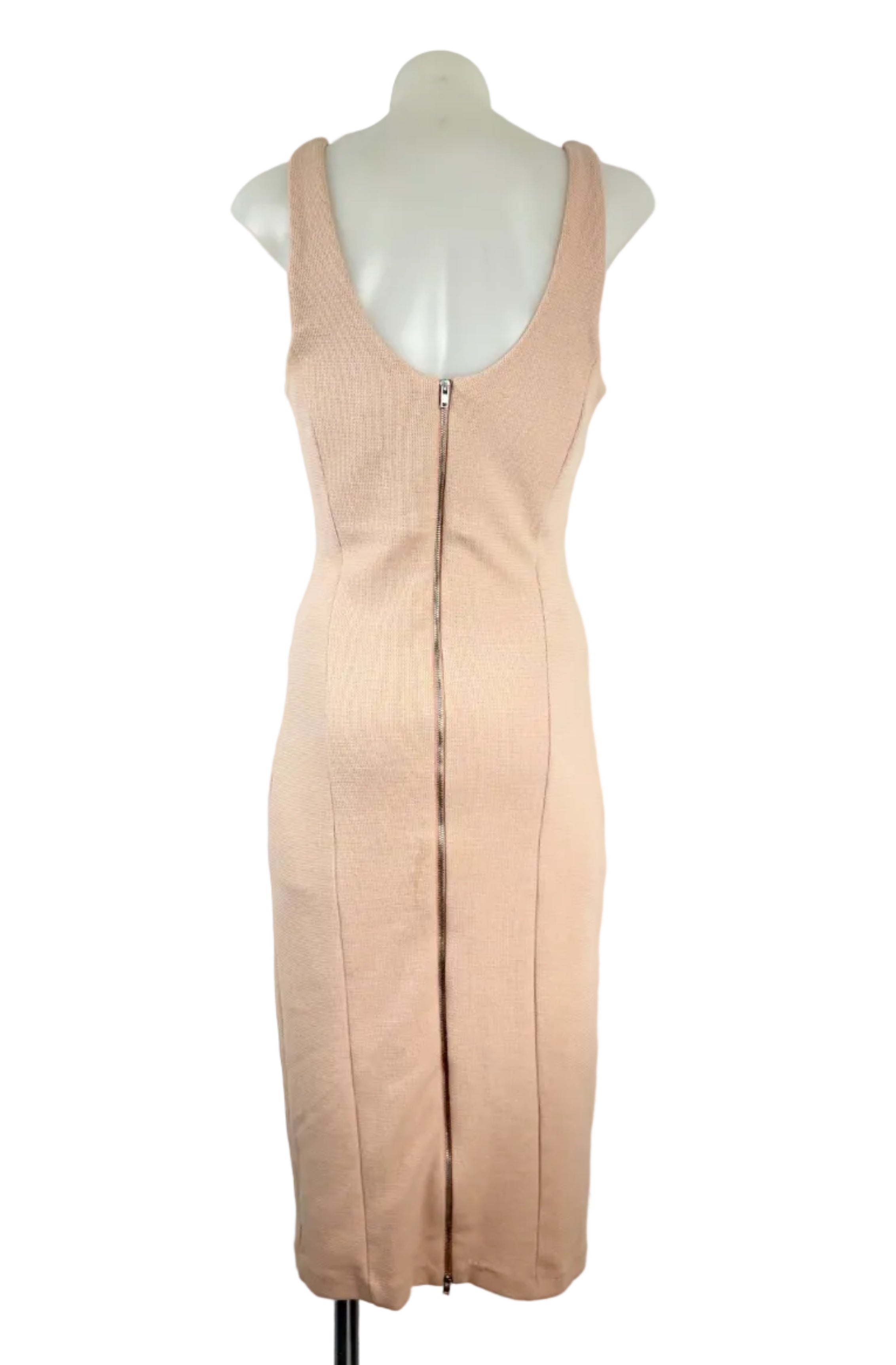 Kookai | Nude Textured Knit Bodycon Midi Dress | Size 8