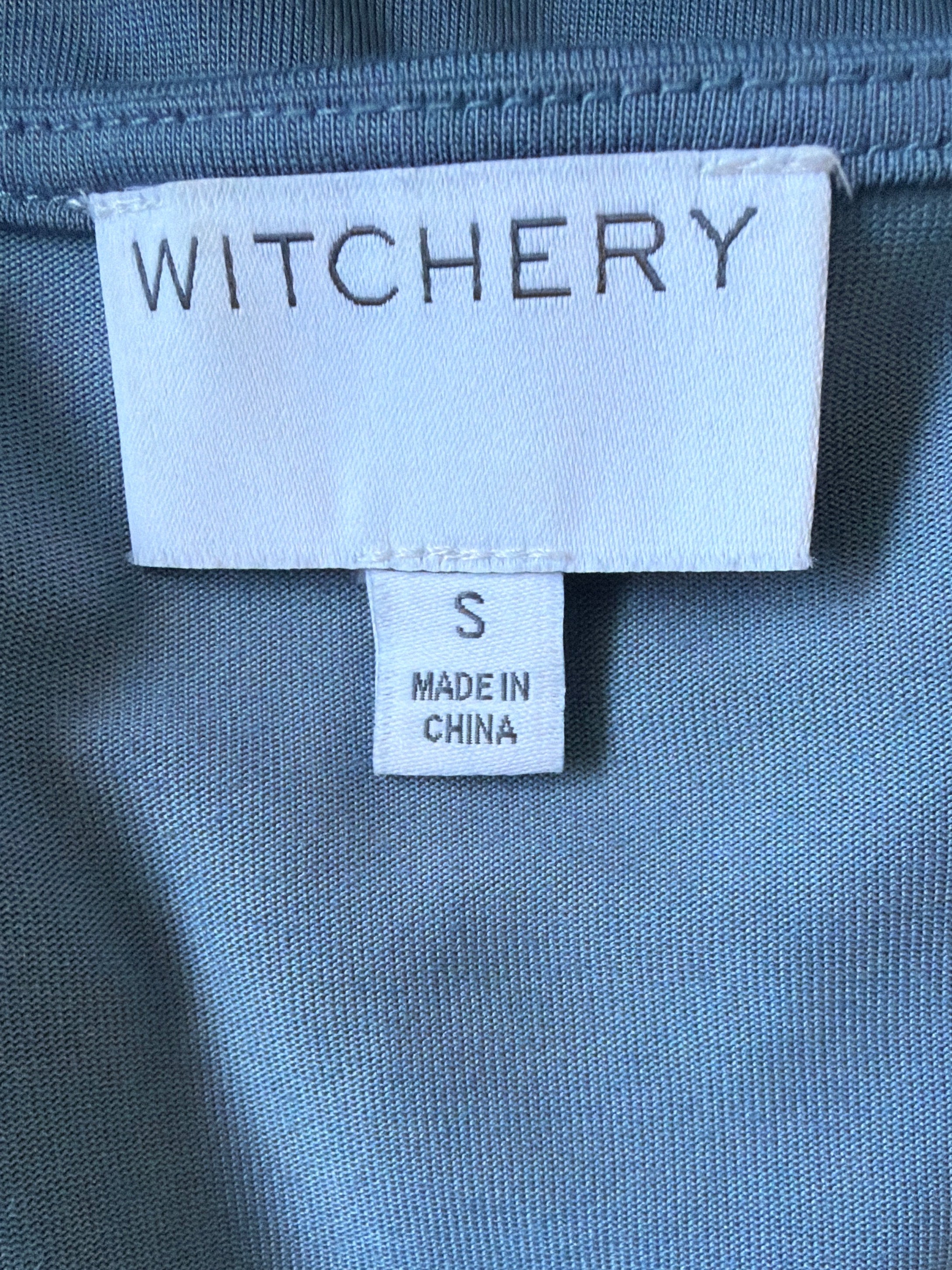 Witchery | Draped V-Neck Flutter Sleeve Top | Dusty Blue | Size S