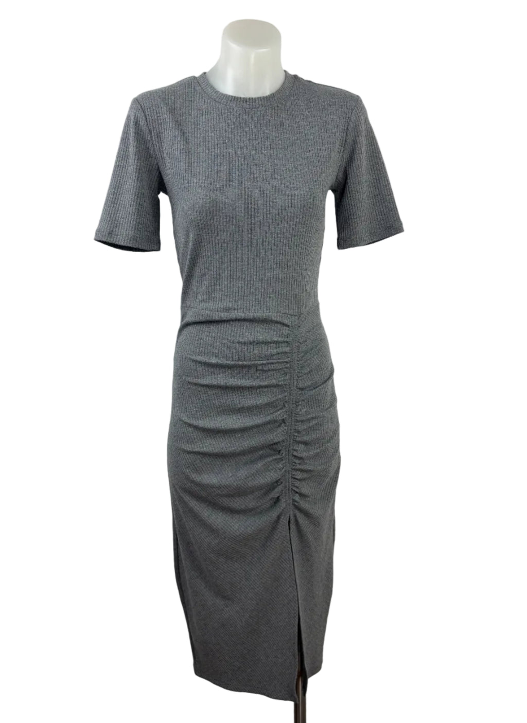Sportsgirl | Ruched Midi Dress | Charcoal Grey |Size XS