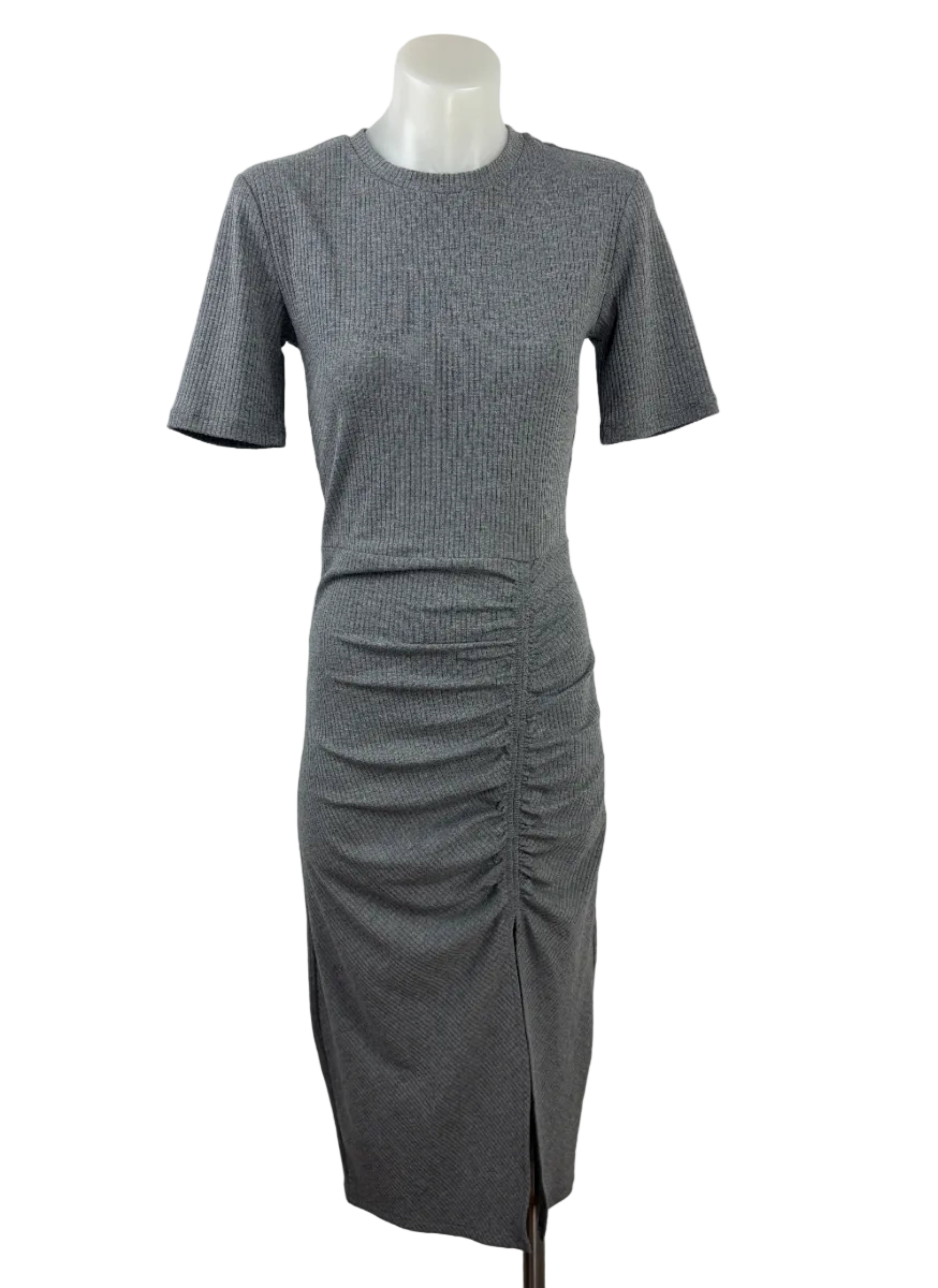 Sportsgirl | Ruched Midi Dress | Charcoal Grey |Size XS