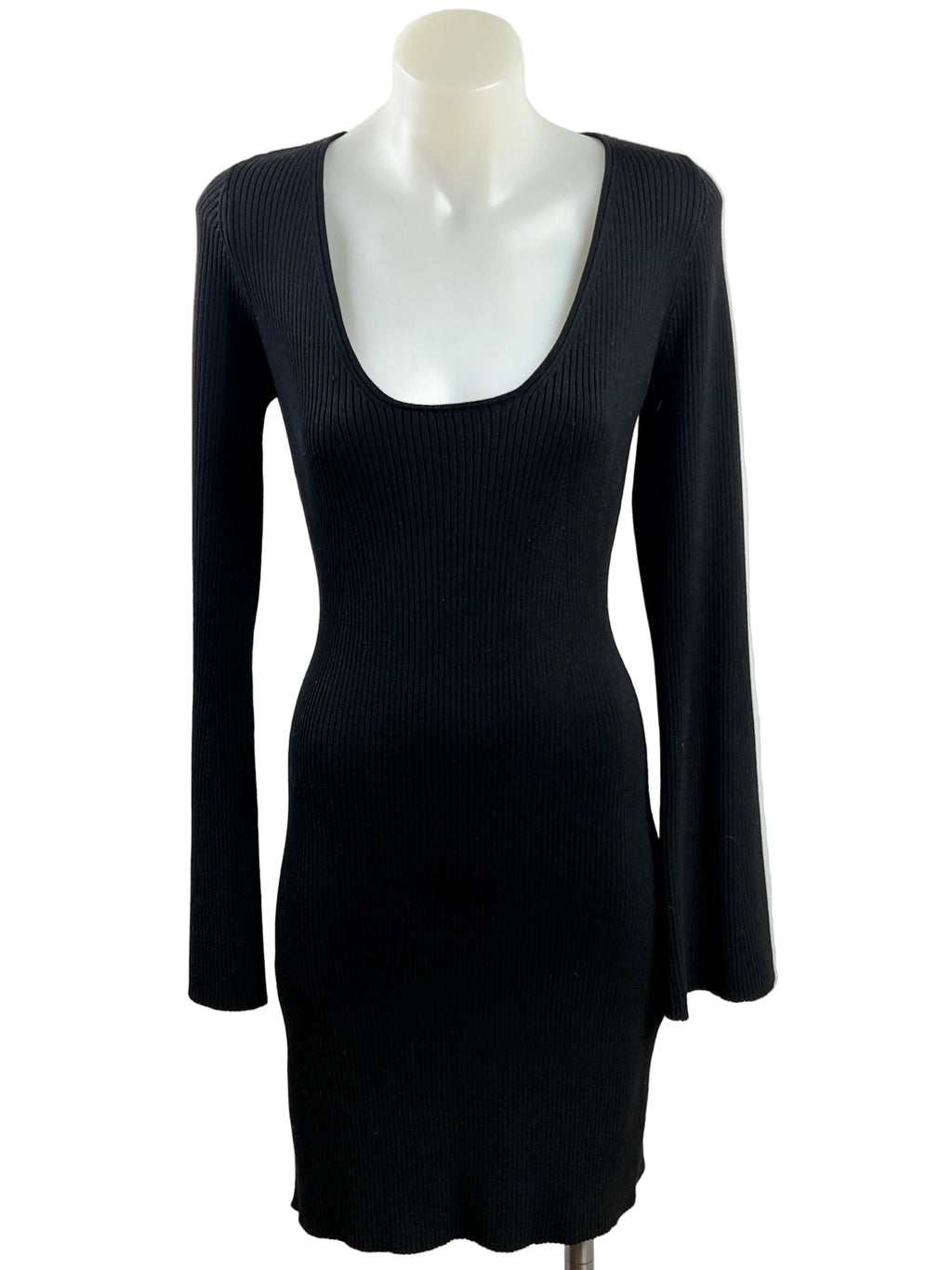 H&M | Ribbed Knit Bodycon Mini Dress | Black | M