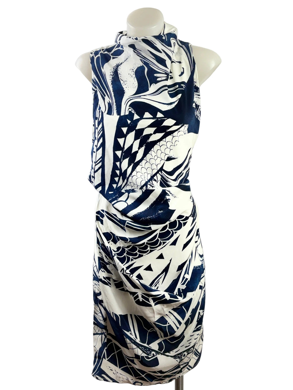 Acler | Farley Silk Dress | Indigo Scatter | Size 6