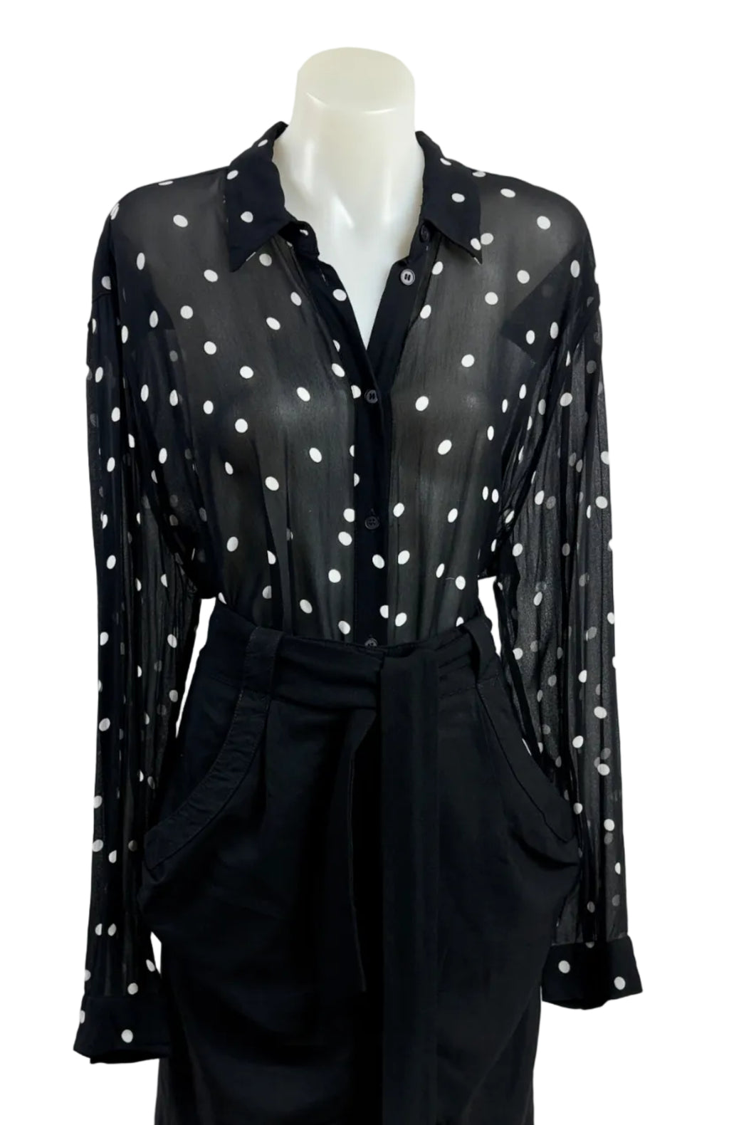 Witchery | Polka Dot Sheer Shirt | Black & White | Size 12