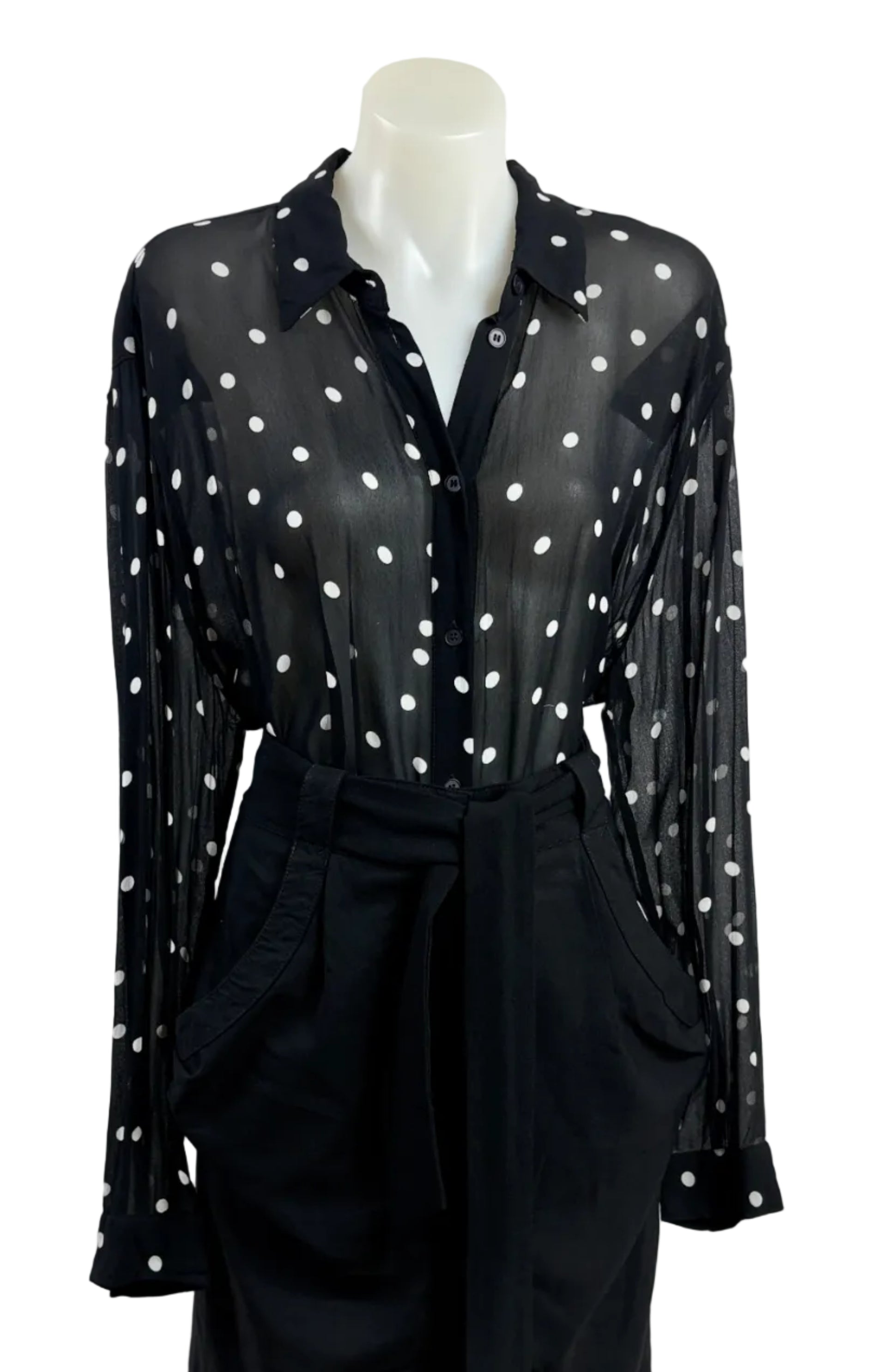 Witchery | Black And White Polka Dot Button Up Shirt | Size 12