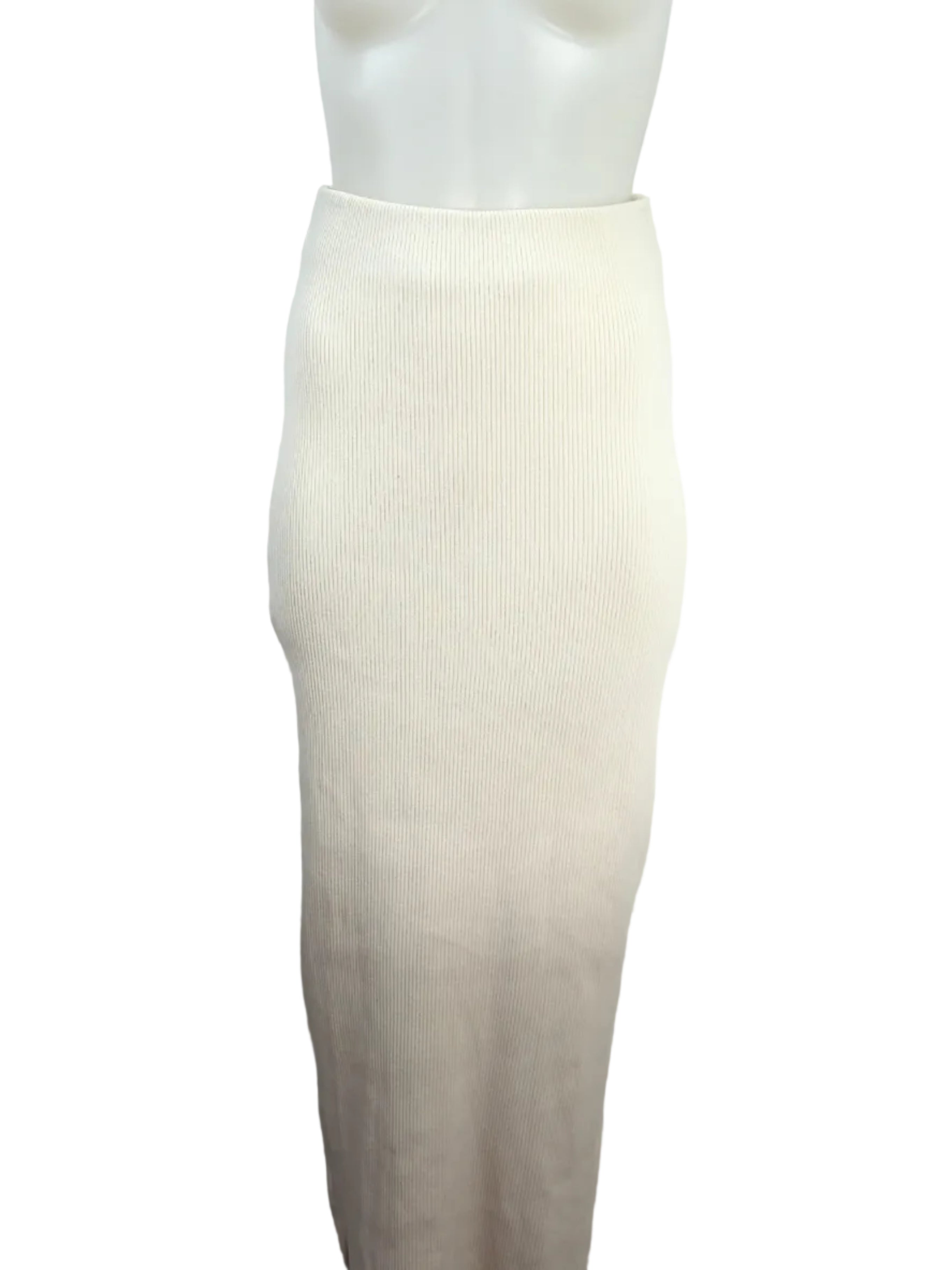 Meshki | Ribbed Knit Maxi Skirt | Oatmeal | Size S