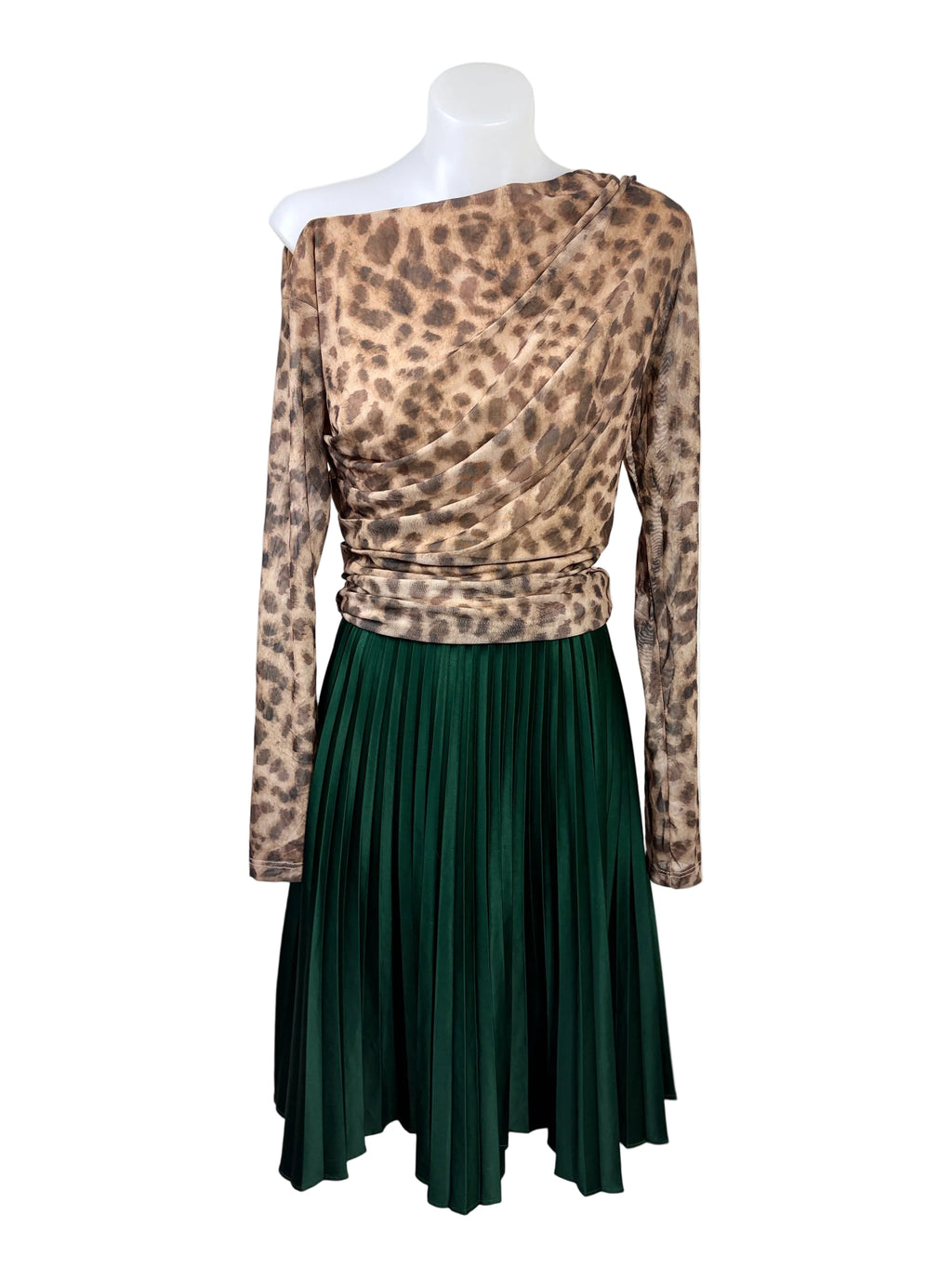Scotch & Soda Pleated Midi Skirt styled with Rosie Ruched Off-Shoulder Mesh Top