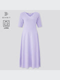 Uniqlo | 3D Knit Cotton Flare Dress | Periwinkle Blue | S