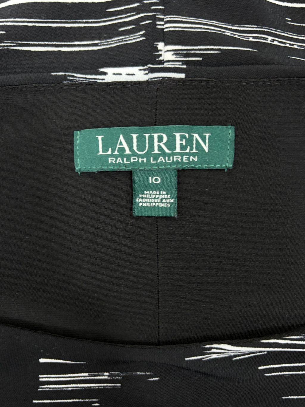 Lauren Ralph Lauren | Abstract Print Twist-Waist Dress | Black & White | Size 10
