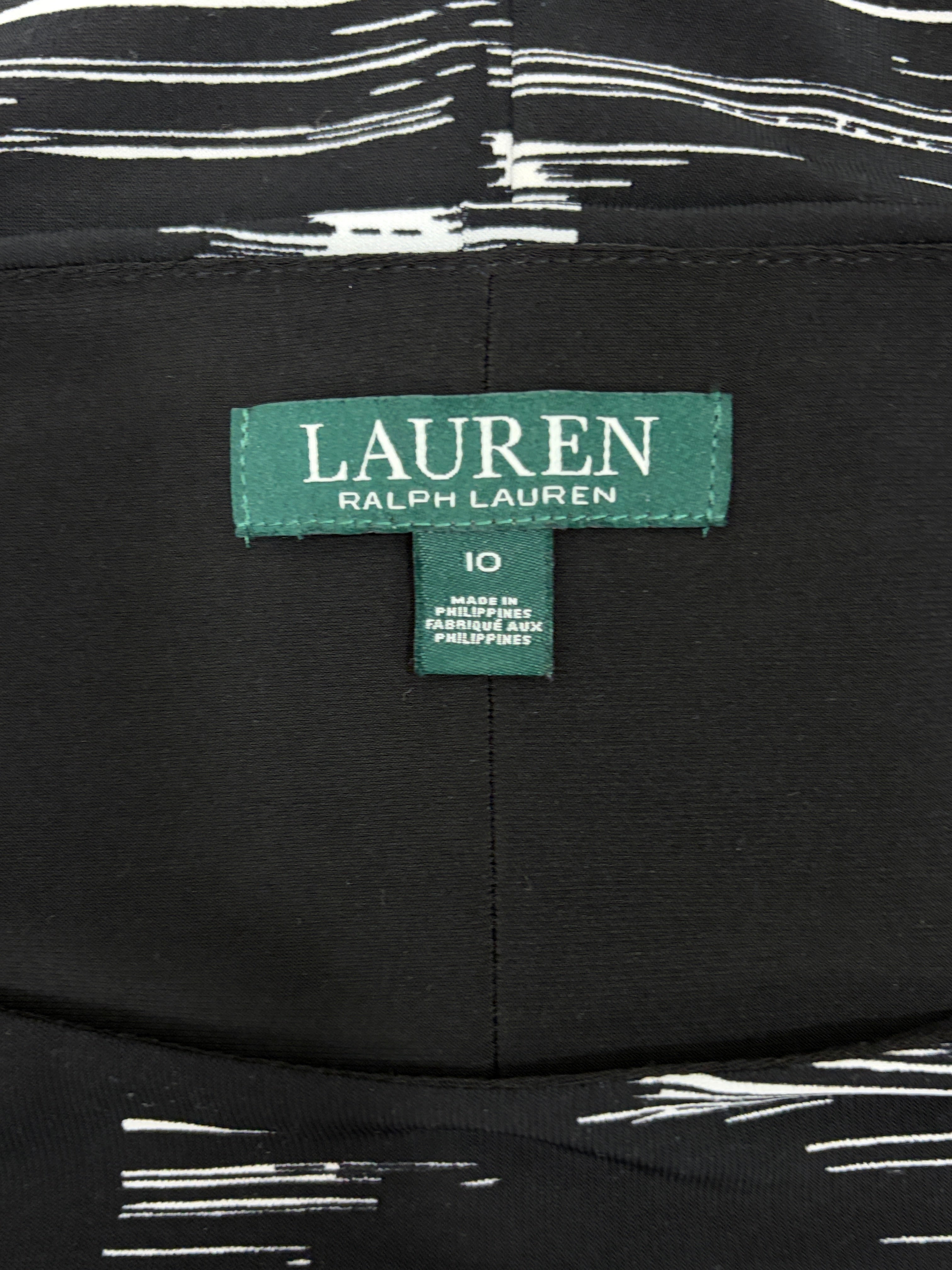 Lauren Ralph Lauren | Abstract Print Twist-Waist Dress | Black & White | Size 10