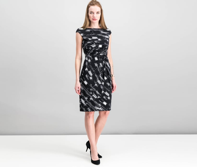 Lauren Ralph Lauren | Abstract Print Twist-Waist Dress | Black & White | Size 10