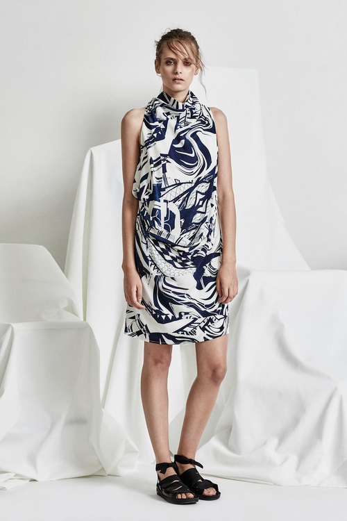Acler | Farley Silk Dress | Indigo Scatter | Size 6