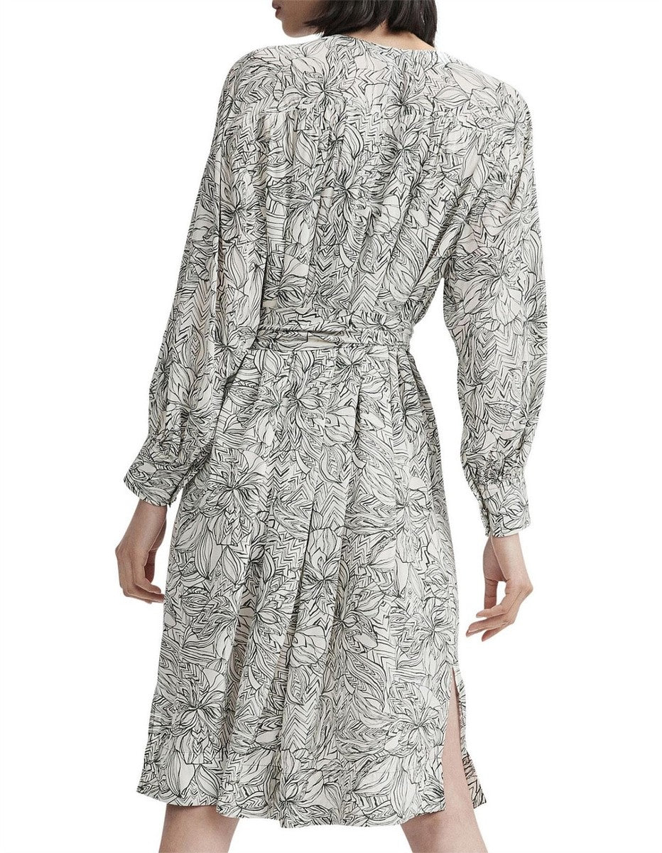 Witchery Malachite Shoulder Detail Dress in green & white floral – view 2 of 9