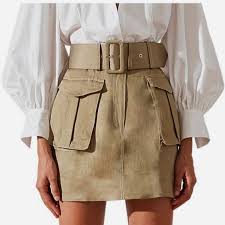 Shona Joy | Ellington Cargo Miniskirt | Olive Linen | Size 6